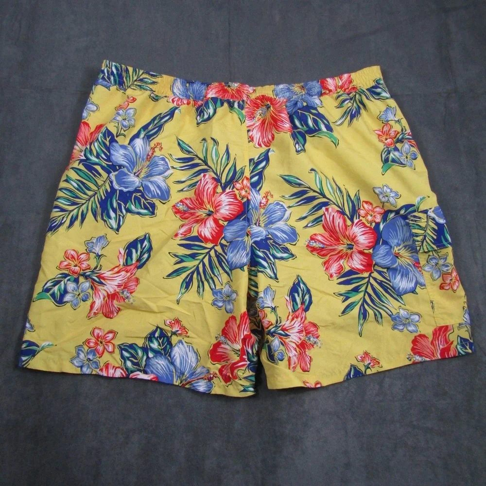 Polo Ralph Lauren Swim Trunks Mens 2XB Yellow Hibiscus Floral Board Shorts